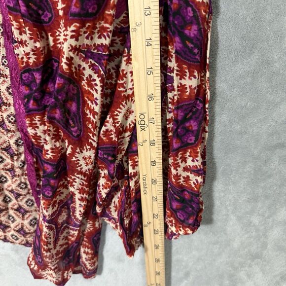 NWT Bila Peasant Tunic Plus 2X Woven Boho 3/4 Sleeve Top Semi-sheer Fuschia $68 - Picture 8 of 11